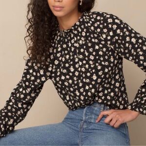 Reformation Black Floral Blouse